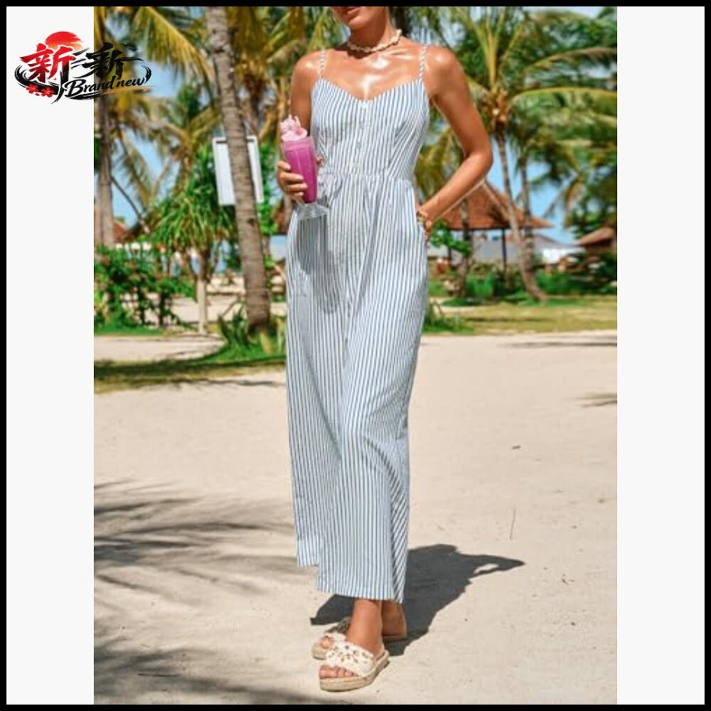 Backless Adjustable Spaghetti Strap Wide Leg Jump… - image 3